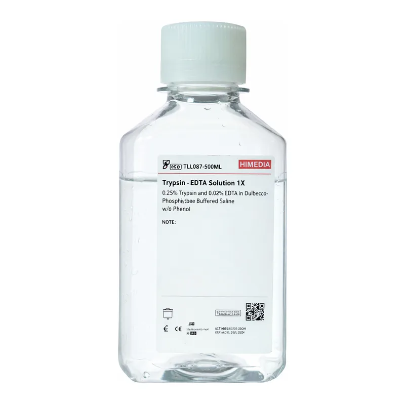 Himedia Trypsin-EDTA Solution 1X 0.25% Trypsin and 0.2% EDTA in Dulbecco`s Phosphate Buffered Saline w/o Phenol red