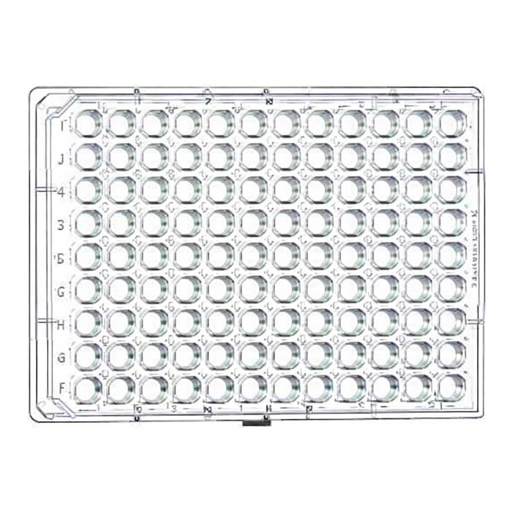 Greiner Bio One CELL CULTURE MICROPLATE, 96 WELL, PS, F-BOTTOM(CHIMNEY WELL), CLEAR, CELLCOAT®, POLY-D-LYSINE, LID WITH CONDENSATION RINGS, 5 PCS./BAG