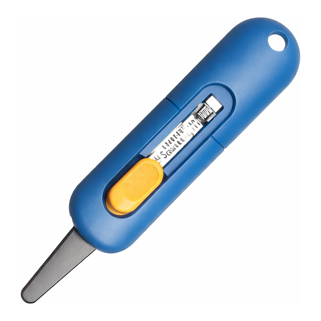 OFFICENEX DELI TD700 오토락 라운드팁 슬라이딩 톱날커터칼 블루(109*28*20mm)