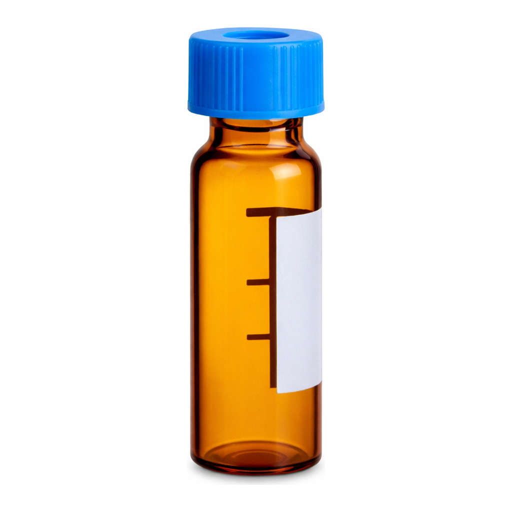 Waters LCMS Certified Amber Glass 12 x 32 mm Screw Neck Vial, with Cap and Preslit PTFE/Silicone Septum, 2 mL Volume, 100/pk