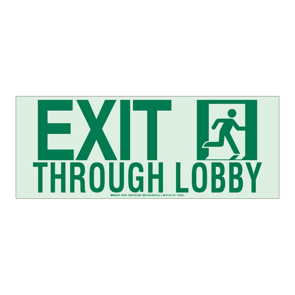Brady BradyGlo Exit Through Lobby Sign