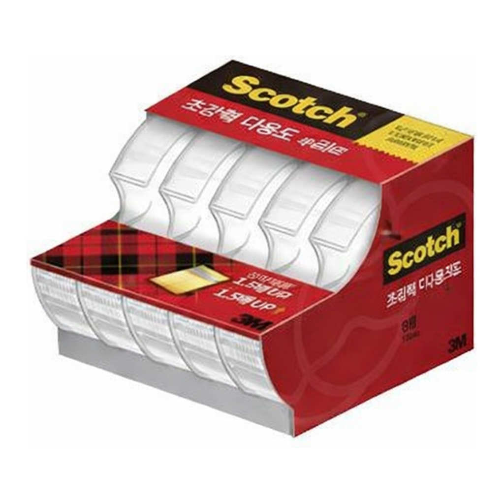 OFFICENEX 3M 스카치 초강력 다용도 테이프 세이빙팩 12mm디스펜서 6개(12mmx25m*6D)