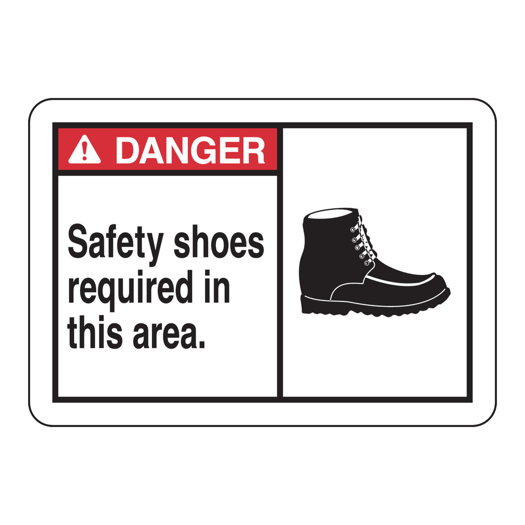 Brady DANGER Safety Shoes Required In This Area. Sign