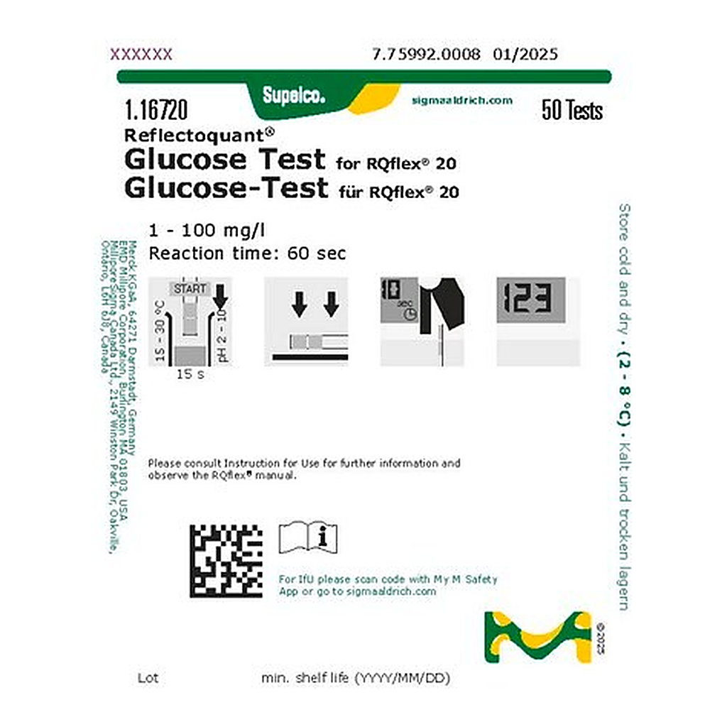 Merck GLUCOSE TEST 1 - 100 MG/L 50 TESTS RE