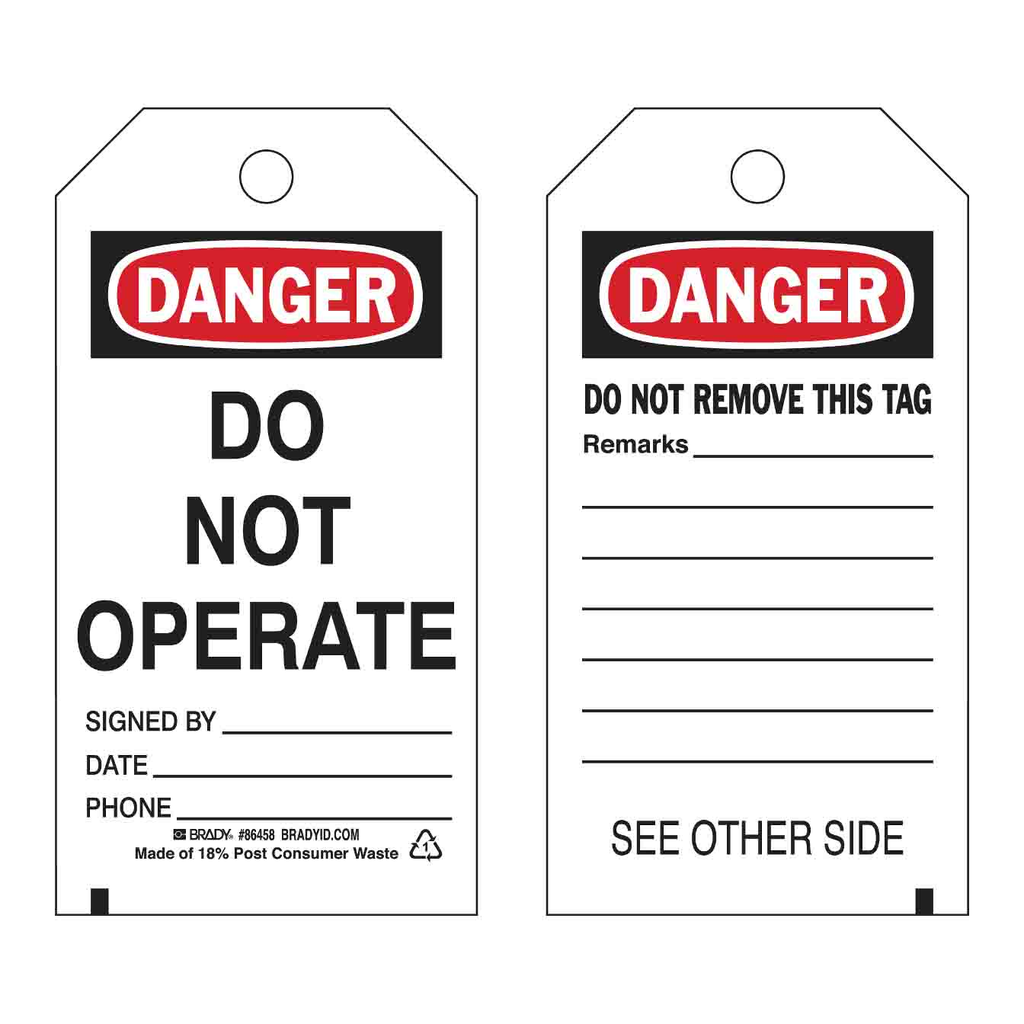 Brady Accident Prevention Tags - DO NOT OPERATE