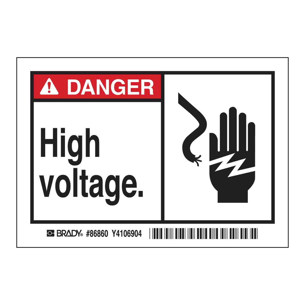 Brady DANGER High Voltage. Labels