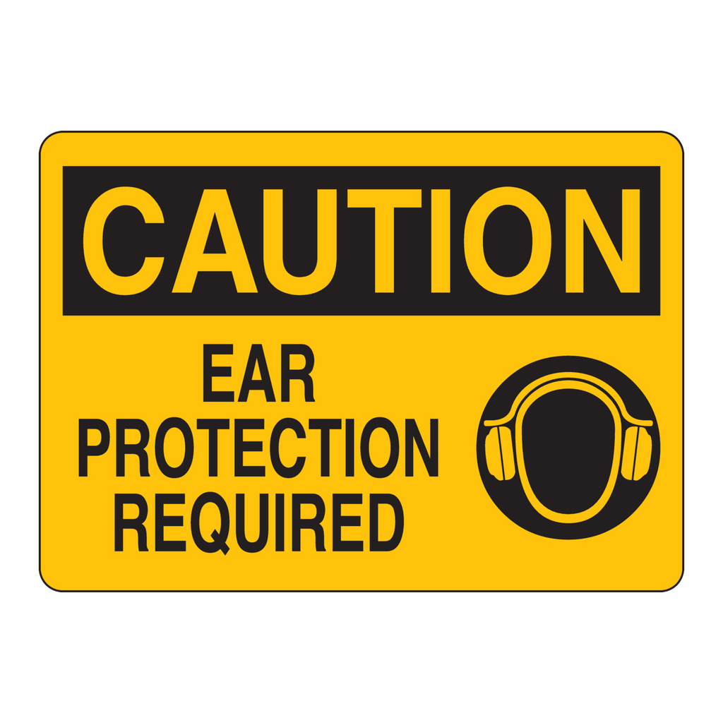 Brady CAUTION Ear Protection Required Sign