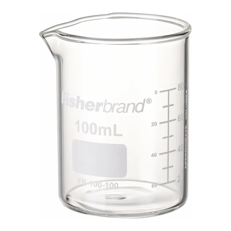 Thermo Fisher Scientific Reusable Glass Low-Form Griffin Beakers, Capacity: 100mL; Graduated 20 to 80mL in 10mL increments