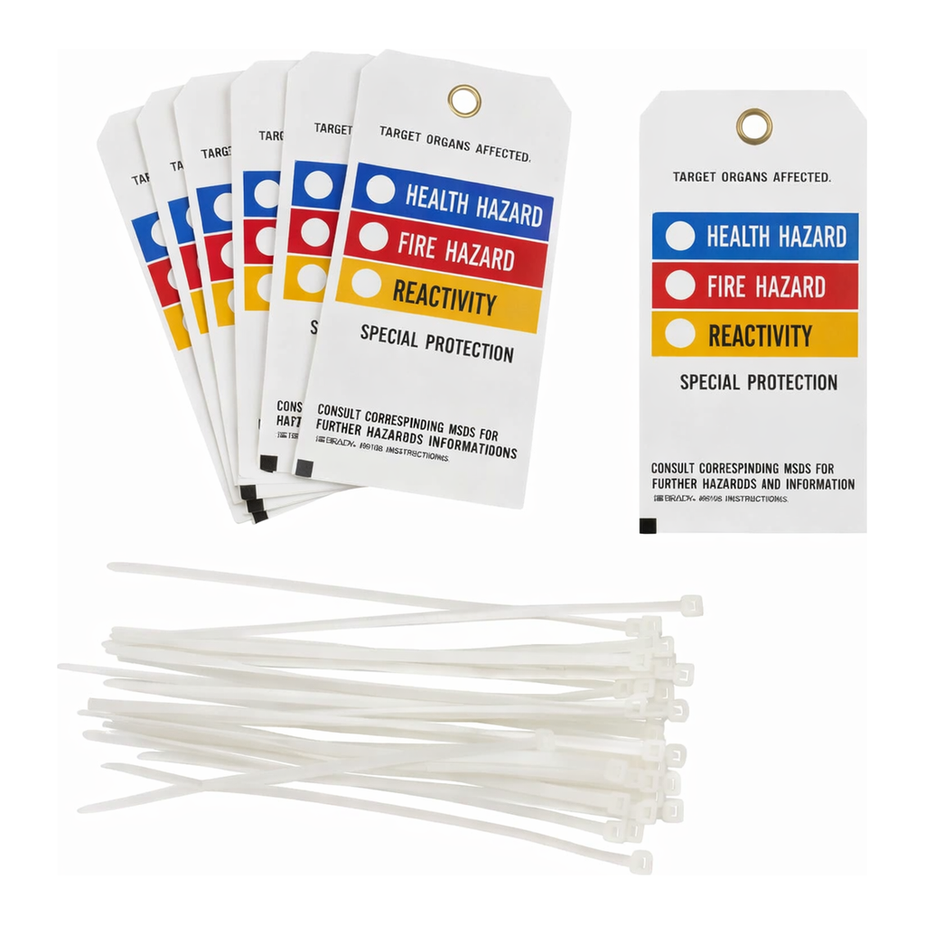 Brady Tag: TARGET ORGANS AFFECTED HEALTH HAZARD: FIRE HAZARD: REACTIVITY: SPECIAL PROTECTION…