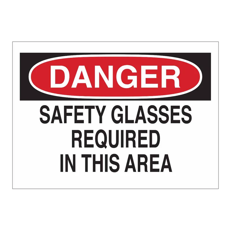Brady DANGER Safety Glasses Required In This Area Sign