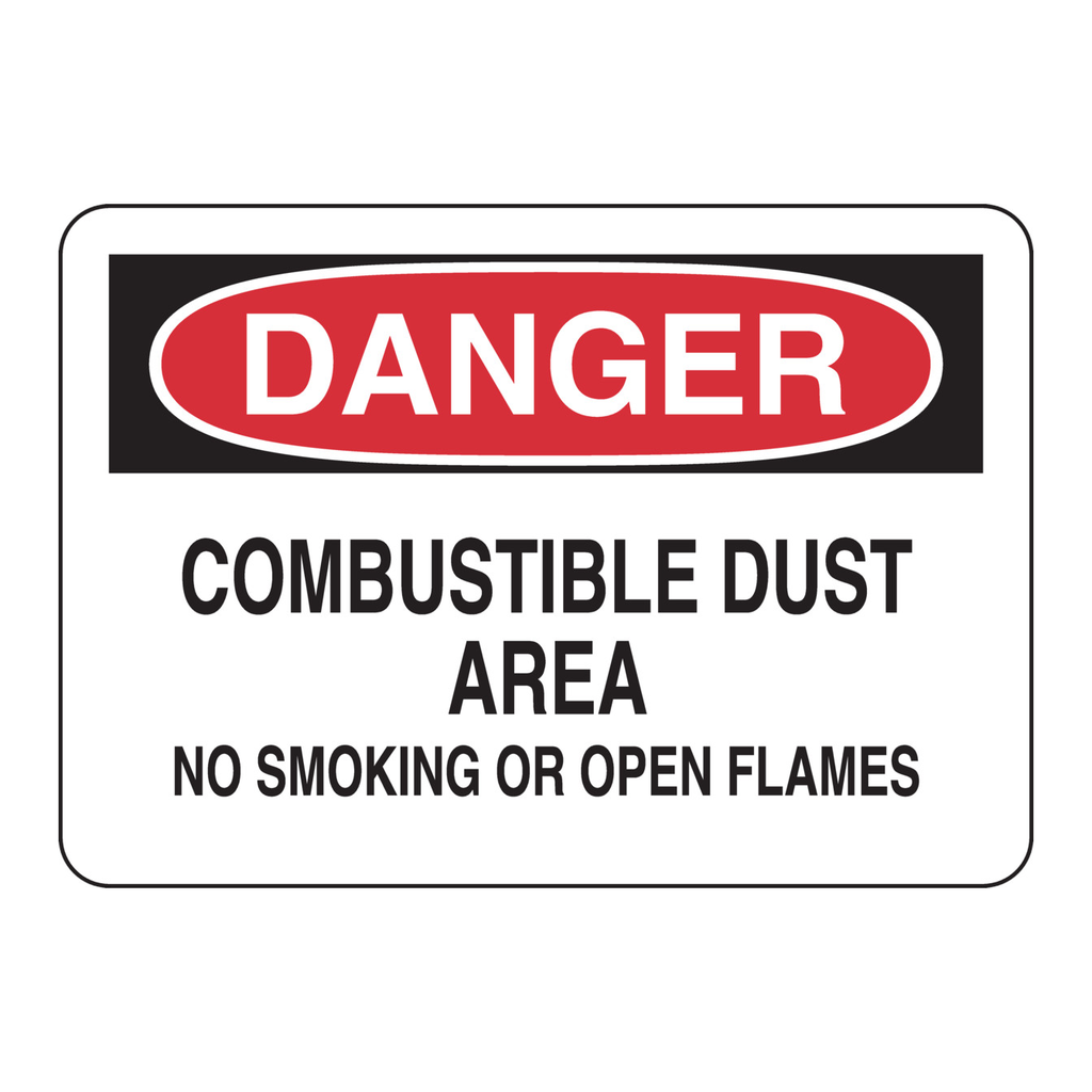 Brady DANGER Combustible Dust Area No Smoking Or Open Flames Sign