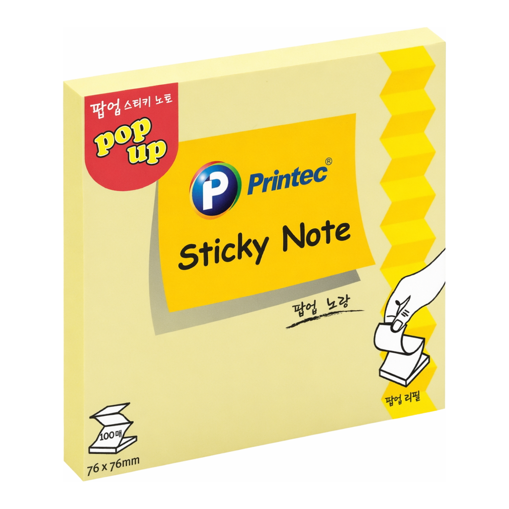 OFFICENEX 프린텍 P7676Y 스티키노트 팝업리필 노랑 76*76 100매