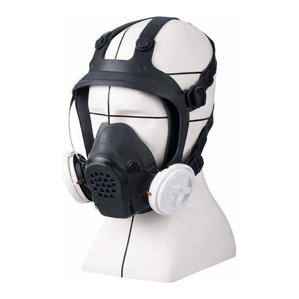 AS ONE Dust-Proof and Gas Mask (Full Face Type) (OfficiAlly Approved), 방진·방독 마스크 (전면형) (검정 마스크)