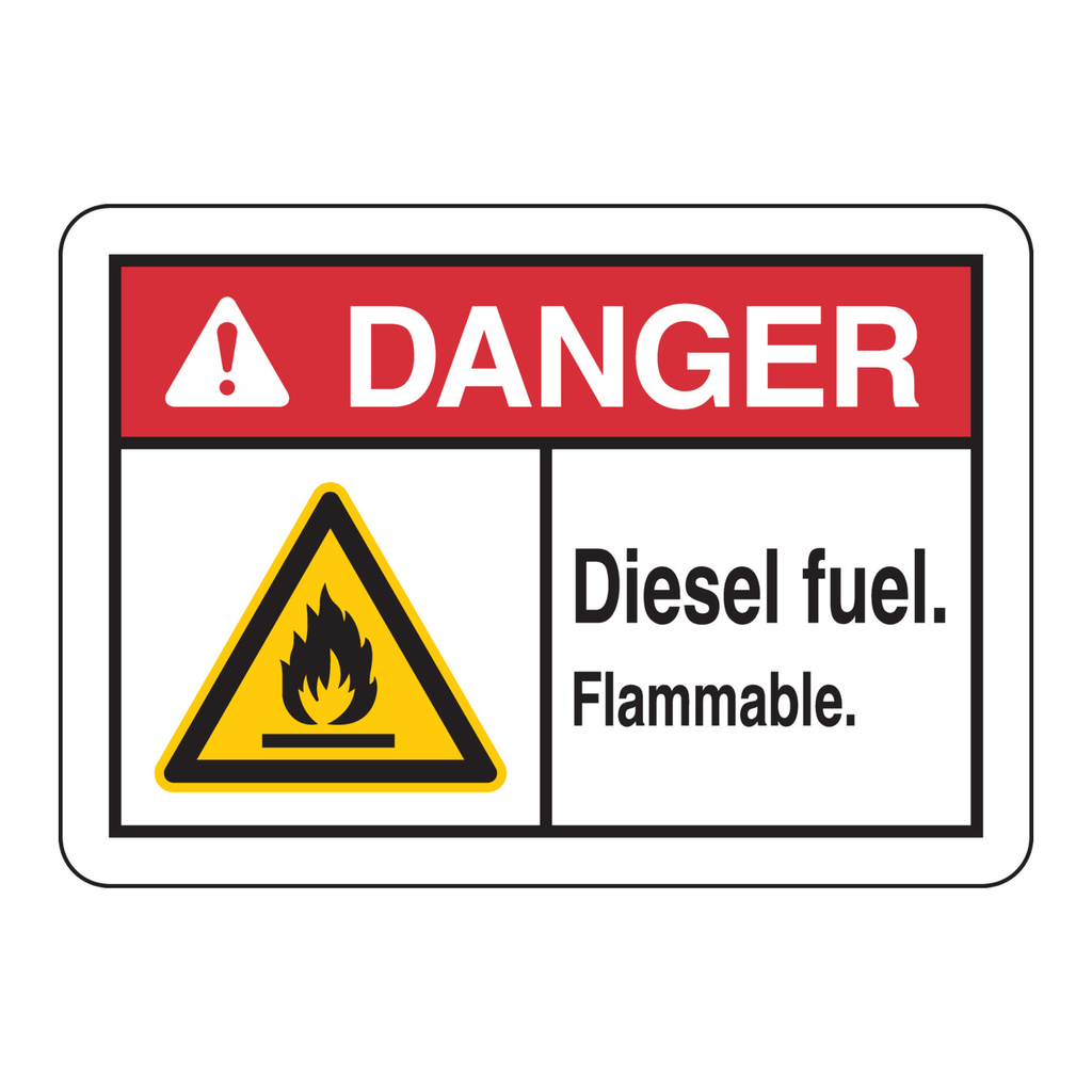 Brady DANGER Diesel Fuel. Flammable. Sign