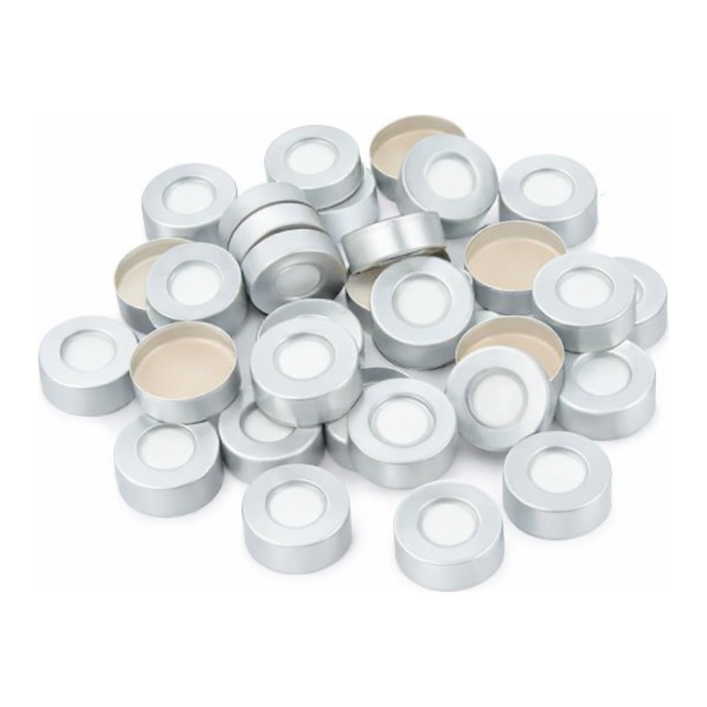 Restek Aluminum Seal w/Septa, 20mm Alum. Silver w/PTFE Silicone Pack of 1000
