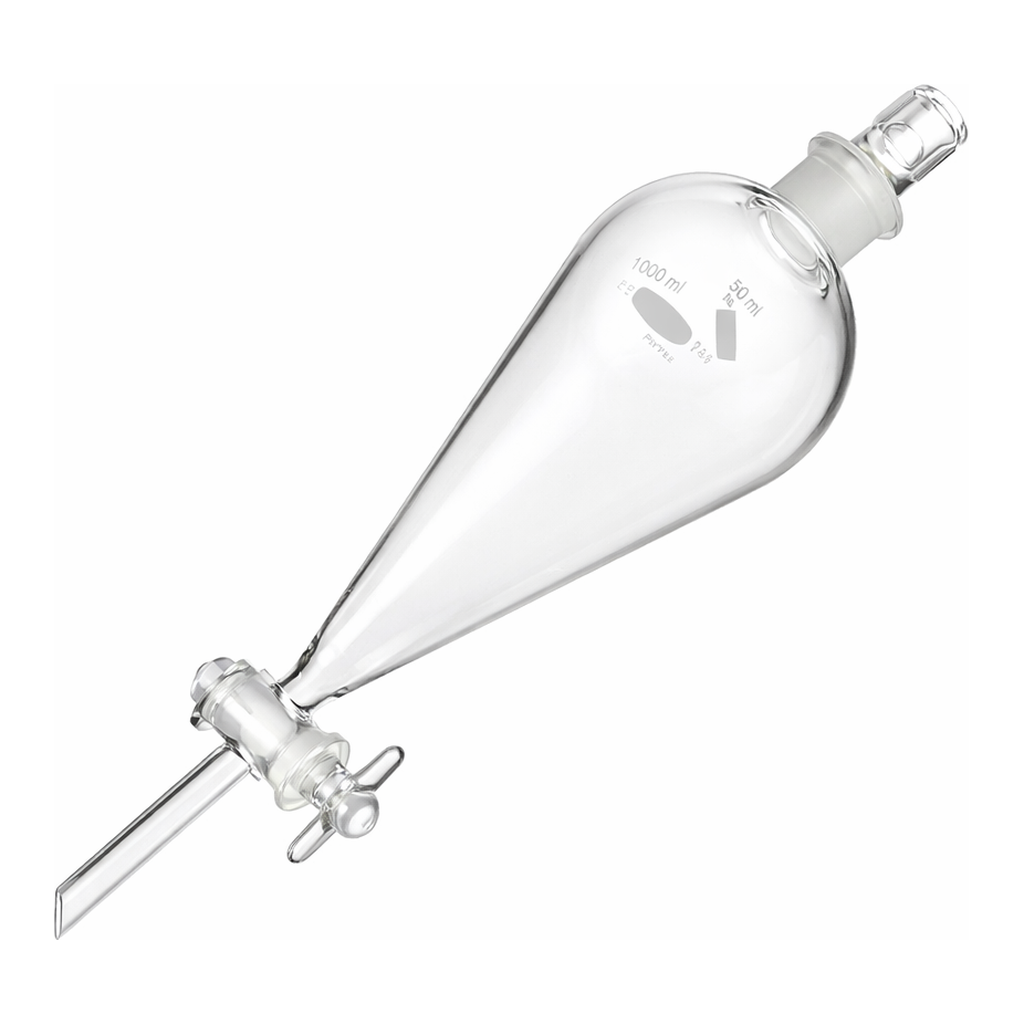 Merck Pyrex(R) Squibb separatory funnel, Pyrex(R) jointed stopper, jointed stopcock