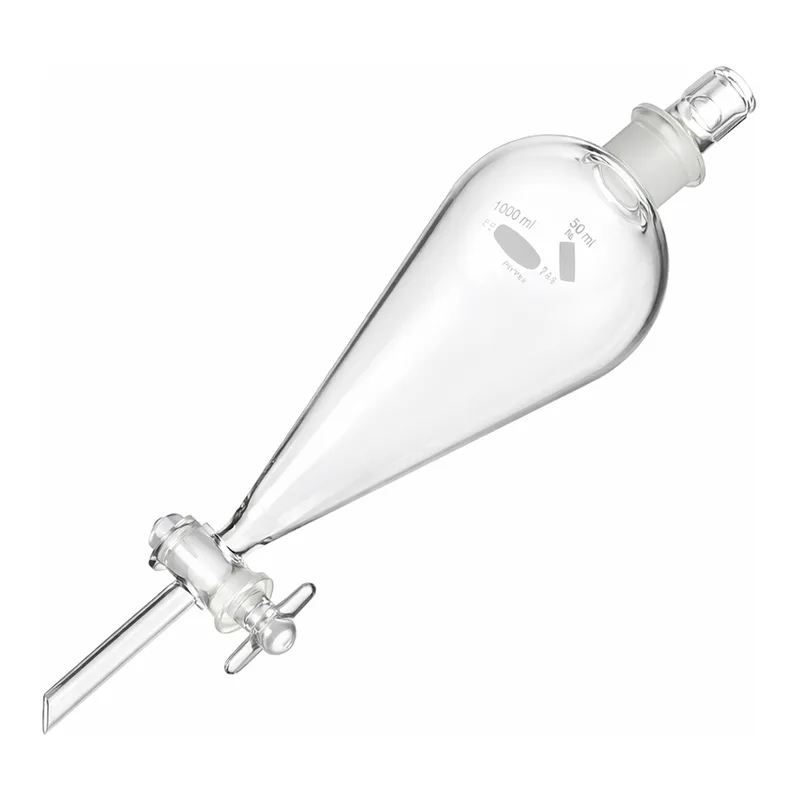 Merck Pyrex(R) Squibb separatory funnel, Pyrex(R) jointed stopper, jointed stopcock