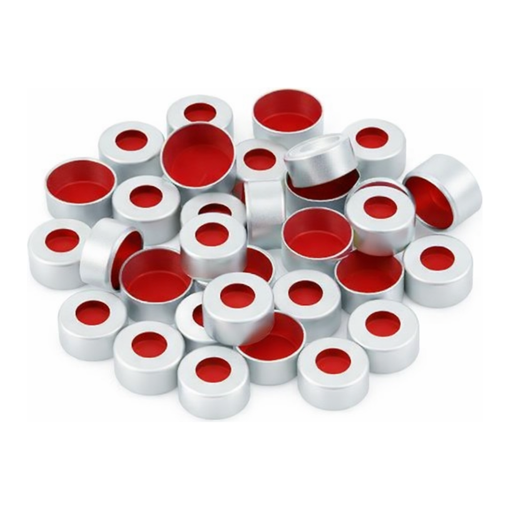 Restek Aluminum Crimp Seals, 11mm Silver, PTFE/Silicone/PTFE Pack of 100
