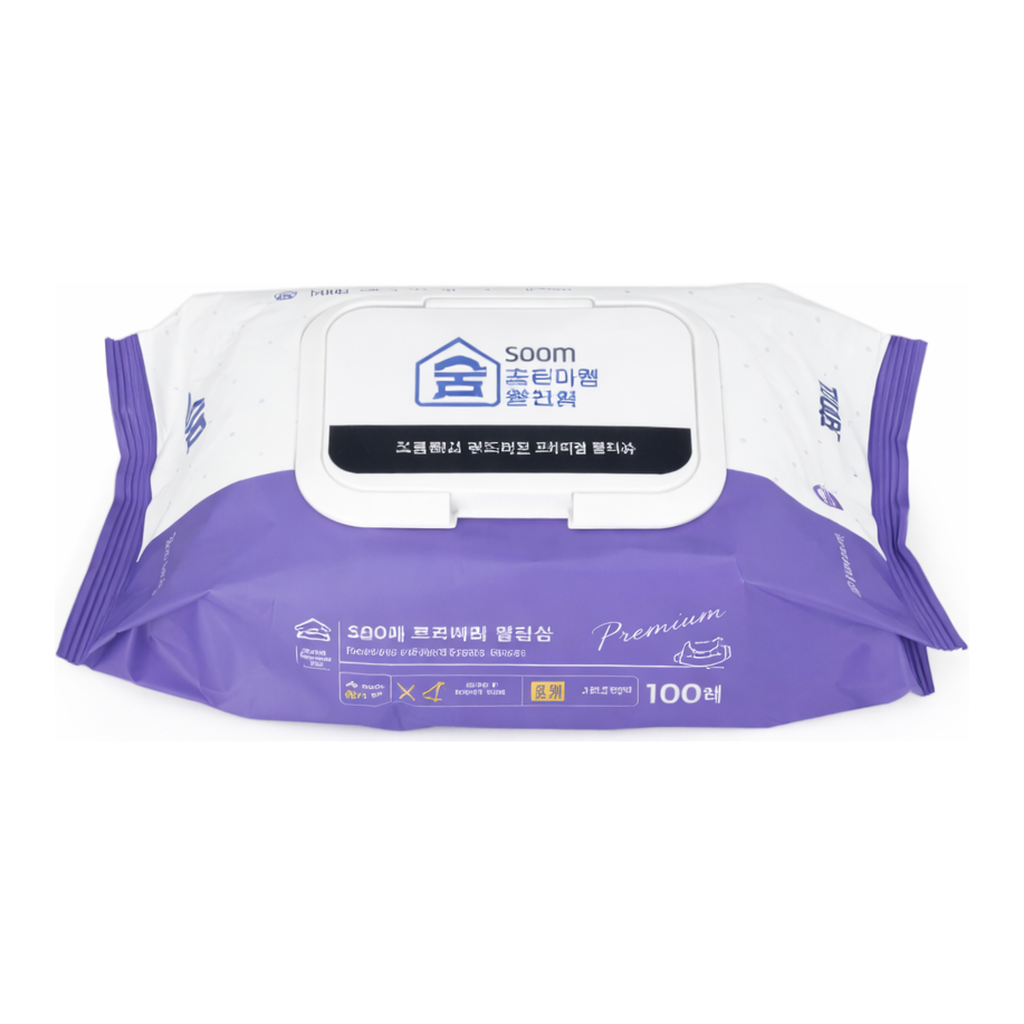 Daihan Science SoomTM 100 Sheets Wet Tissue, Rayon & Polyester, Thick & Soft, Purified Water, 1