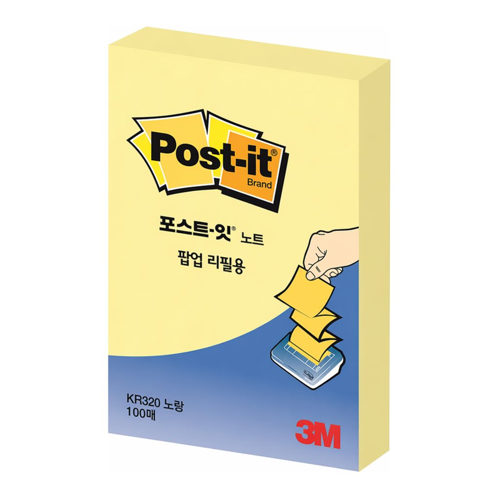 OFFICENEX 3M 포스트잇 팝업 리필 KR-320 노랑 51x76mm 총100장/1패드