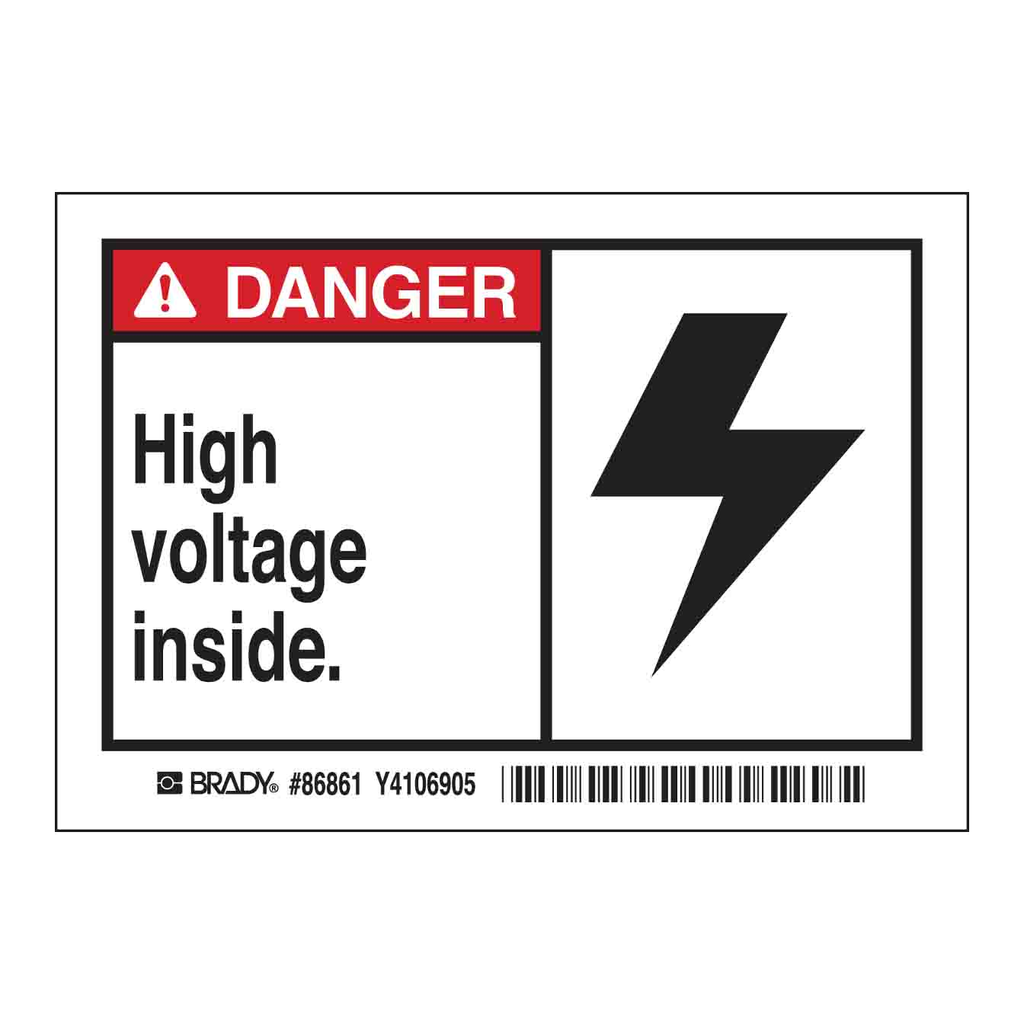 Brady DANGER HIGH VOLTAGE INSIDE. Labels