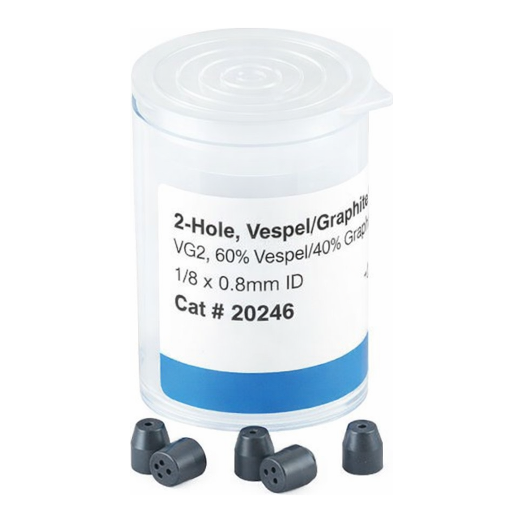 Restek Ferrule, Vespel/Graphite, VG2, 60% Vespel/40% Graphite 2-Hole, 1/8in X 0.8mm Pack of 5