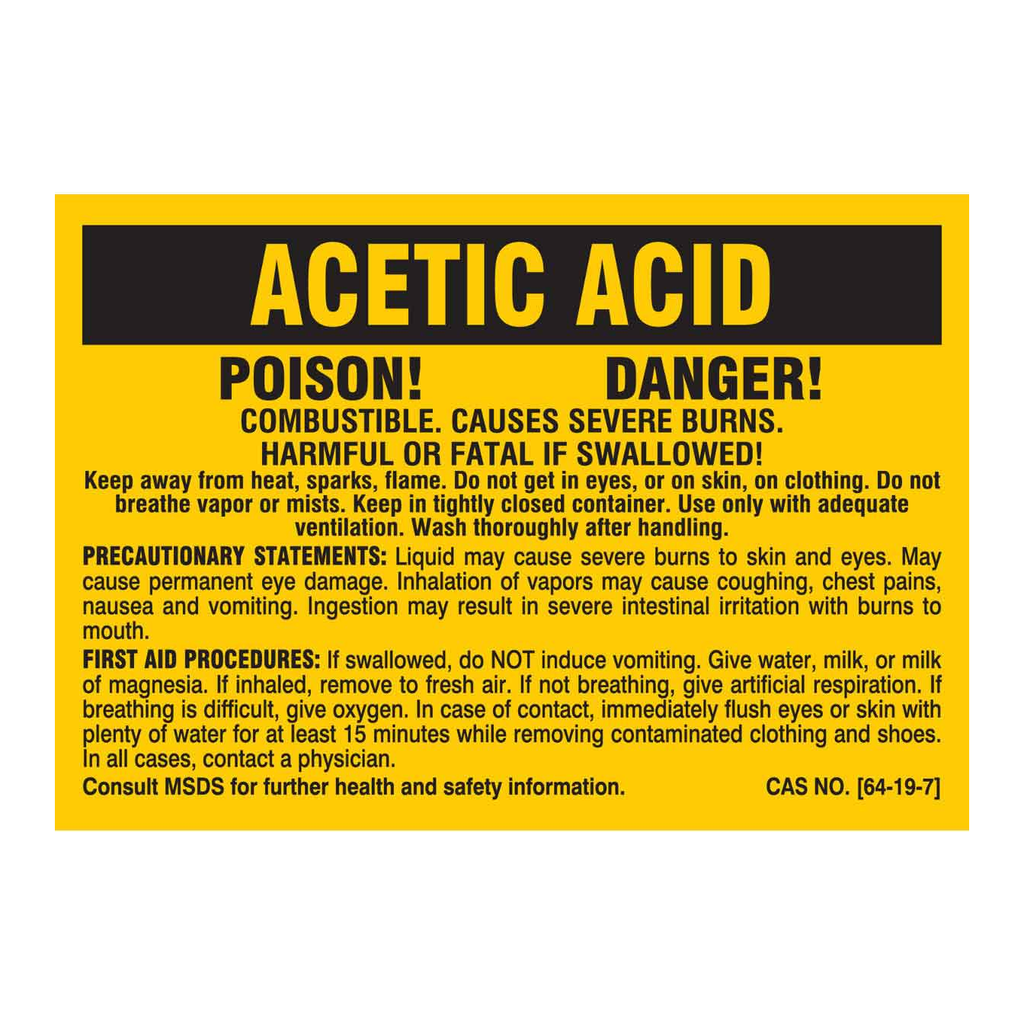 Brady Acetic Acid Poison Danger Labels