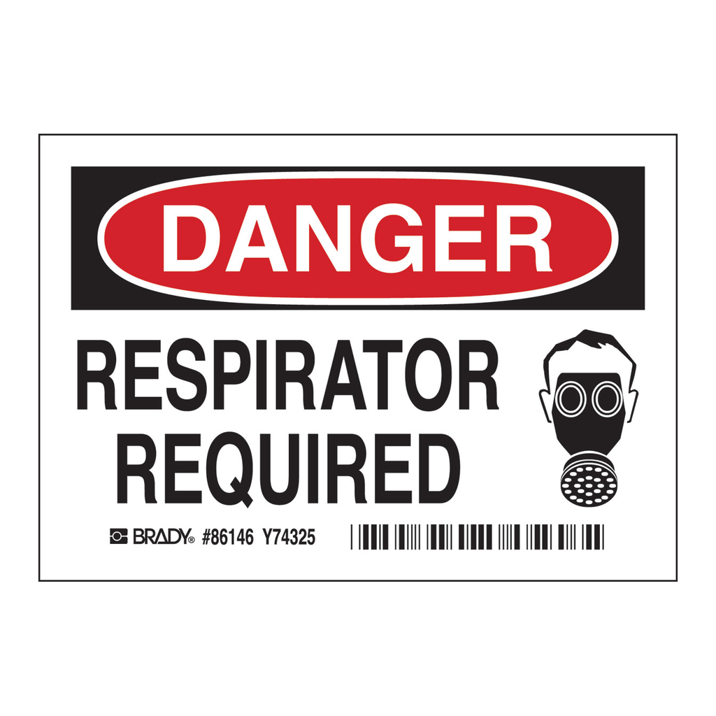 Brady DANGER Respirator Required Labels