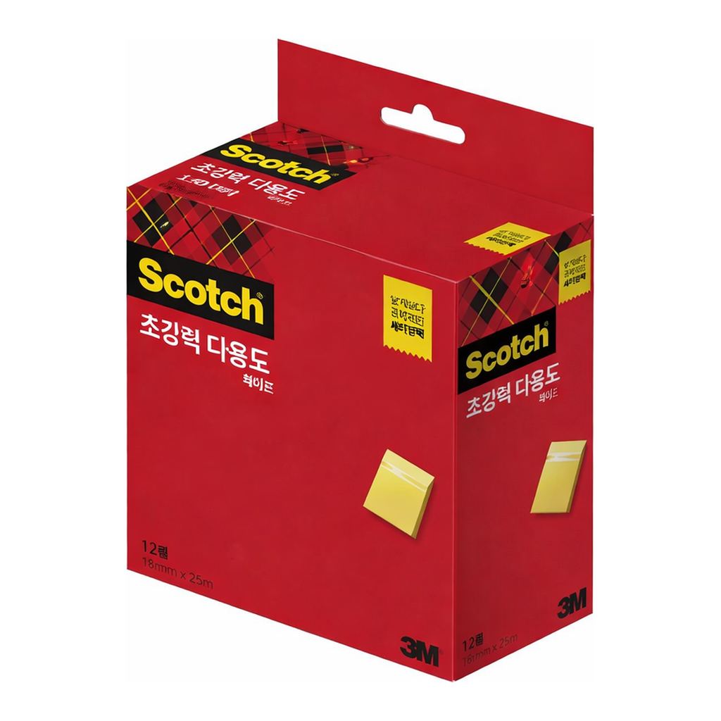 OFFICENEX 3M 스카치 초강력 다용도 테이프 세이빙팩 18mm리필 12롤(18mmx25m*12R)