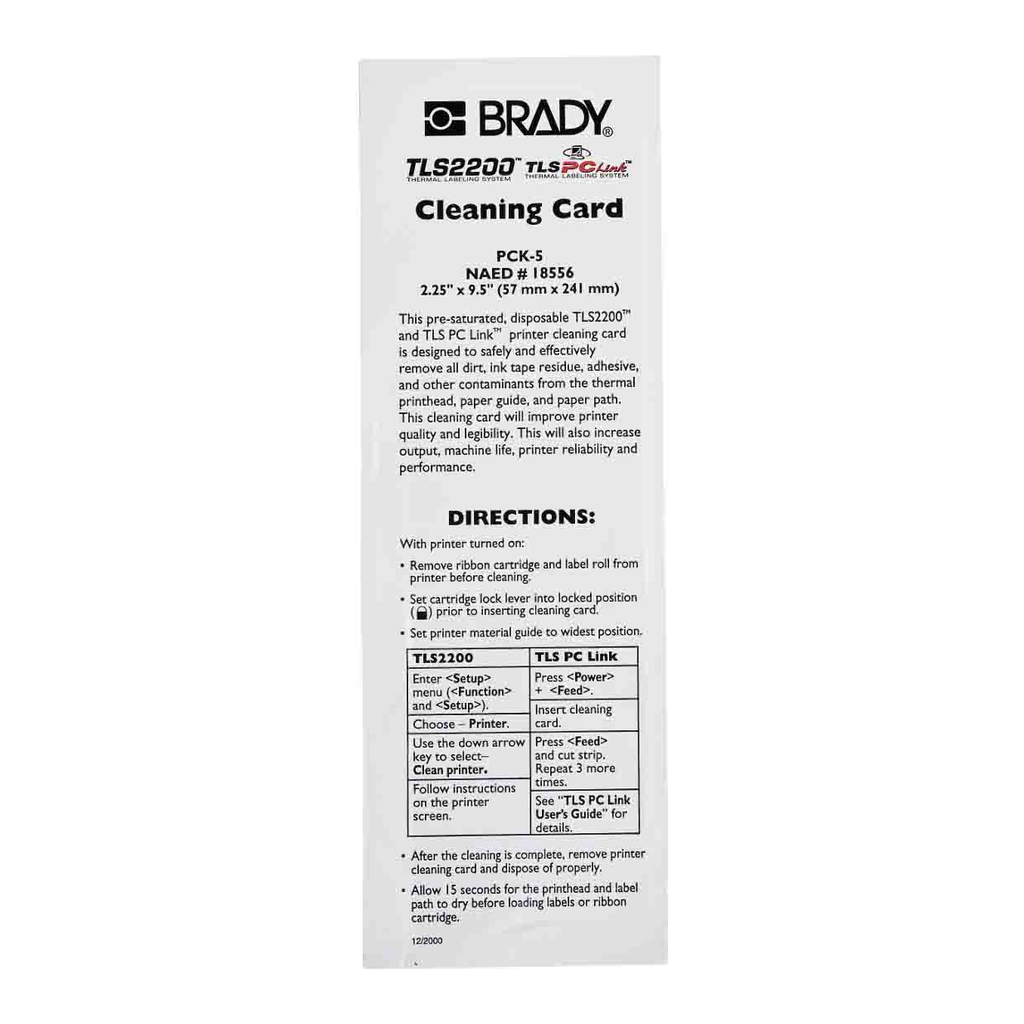 Brady Cleaning Kit 5-Pack for M6 and TLS2200 Printers