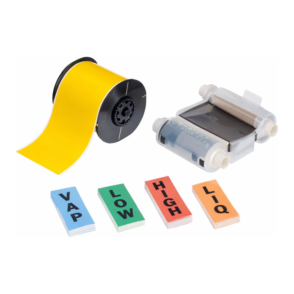 Brady Ammonia (IIAR) Pipe Marker Label Kit, Low Halide Polyester, Yellow, for B30 Printers