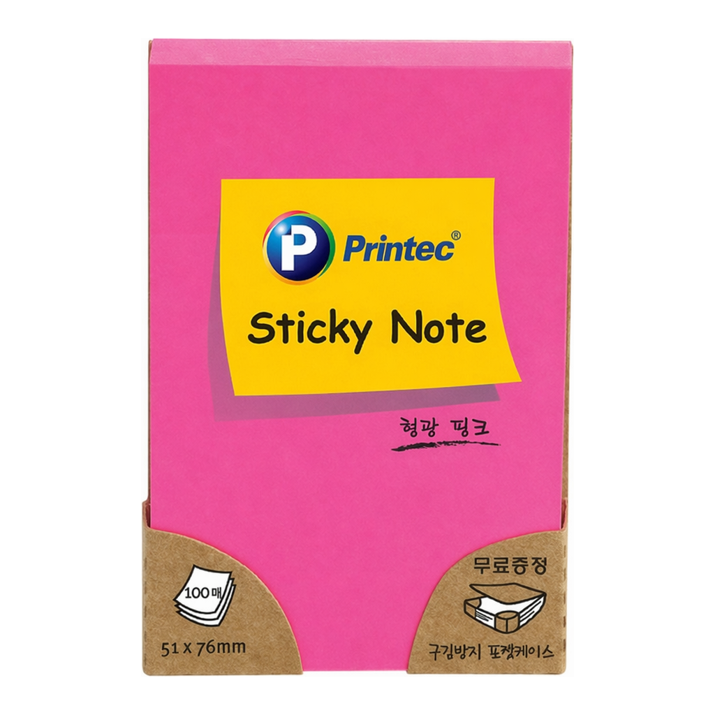 OFFICENEX 프린텍 N5176O 스티키노트 형광주황 51*76 100매