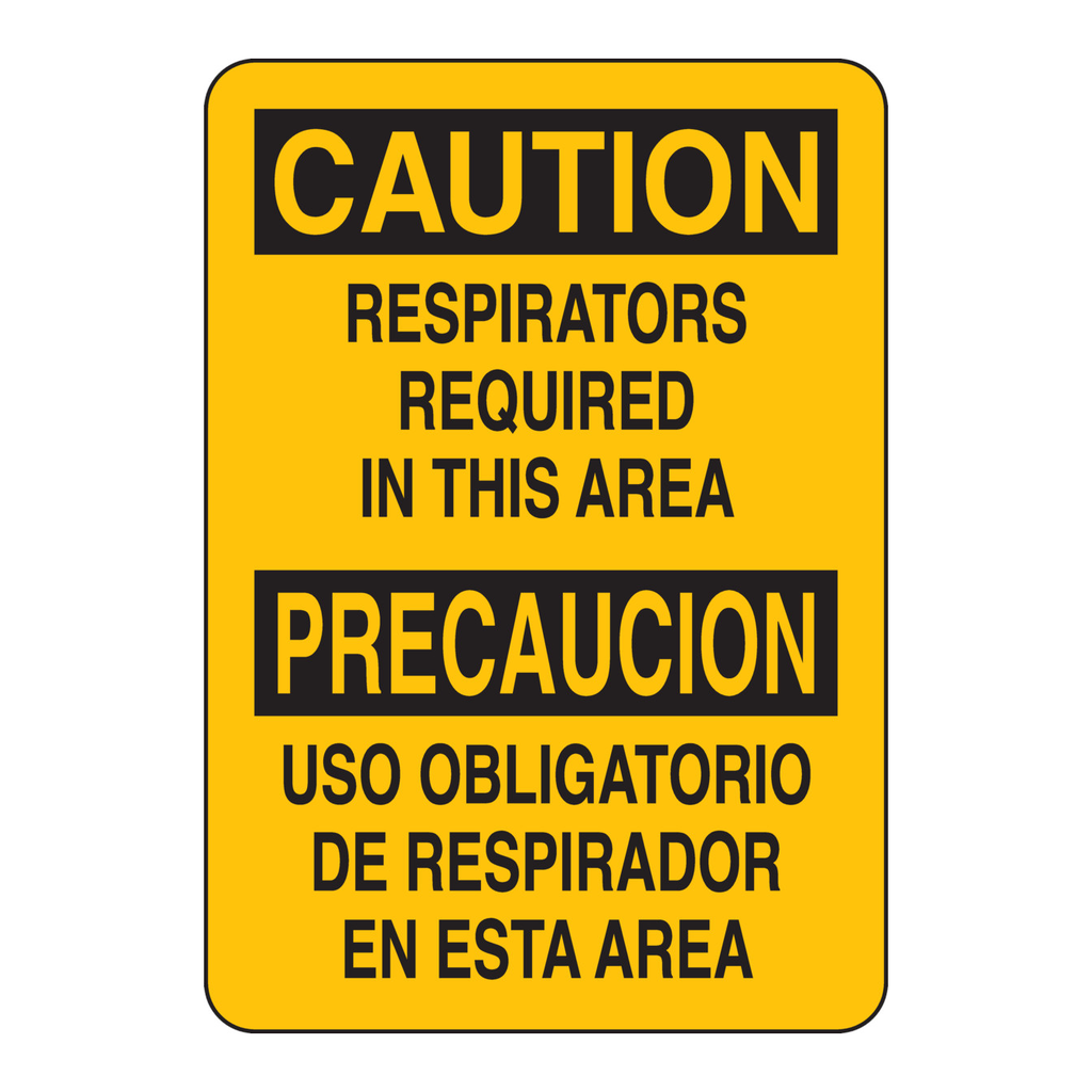 Brady Bilingual CAUTION Respirators Required In This Area Sign