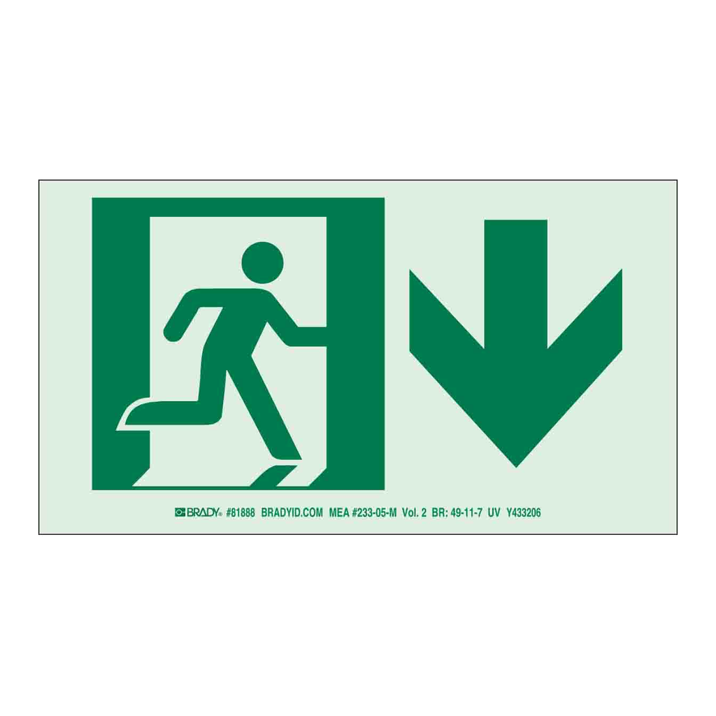 Brady BradyGlo Nyc Approved Exit With Running Man And Down Arrow Sign