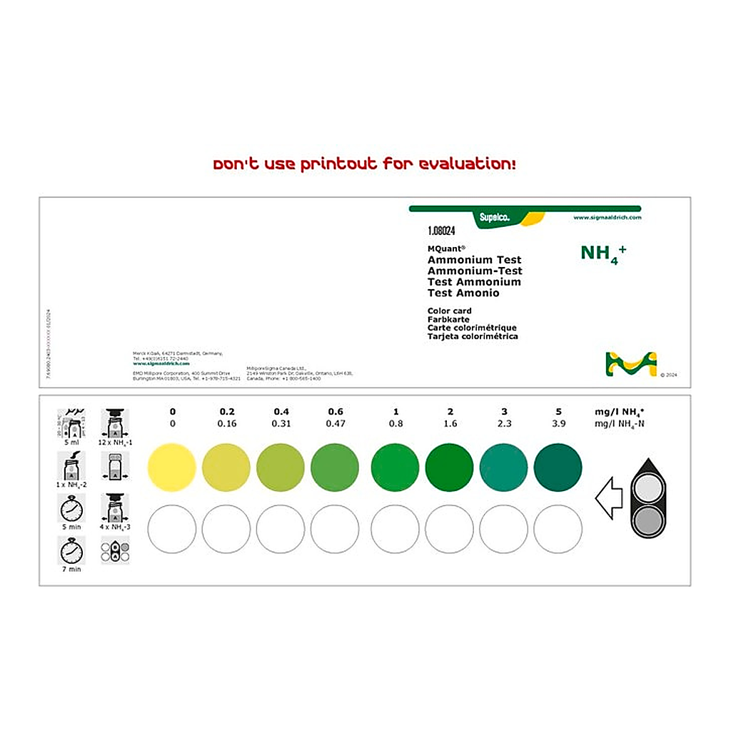 Merck AMMONIUM TEST 0.2 - 0.4 - 0.6 - 1 - 2 -