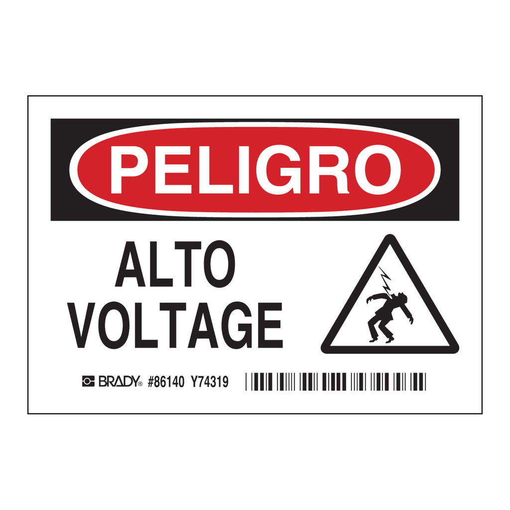 Brady Peligro Alto Voltage Labels