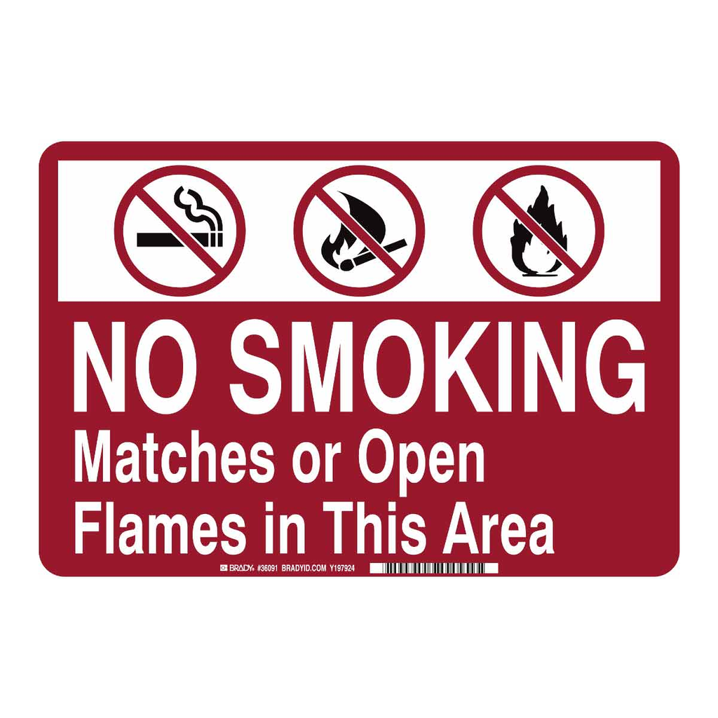 Brady No Smoking Matches Or Open Flames In This Area Sign