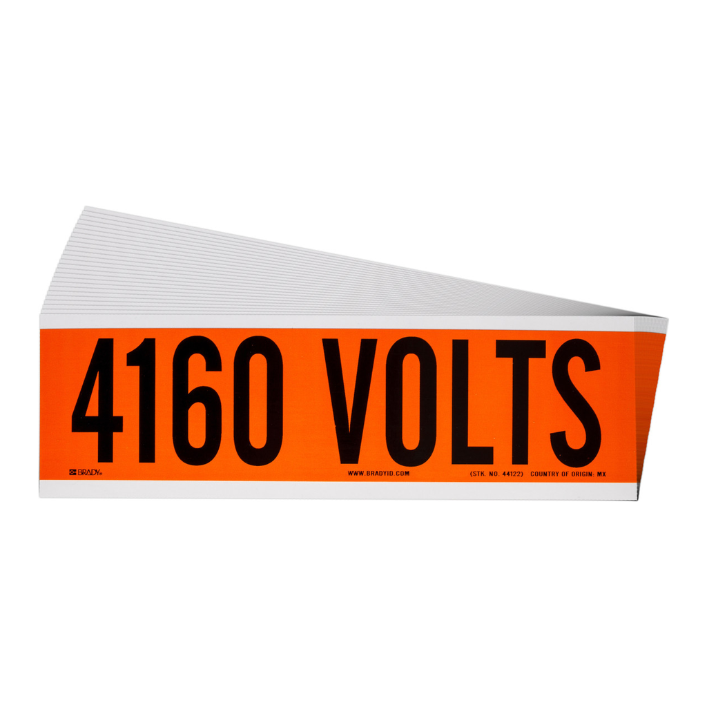 Brady 4160 Volts Conduit and Voltage Labels
