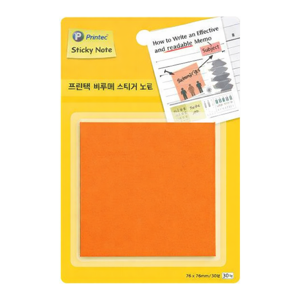 OFFICENEX 프린텍 CL7676O반투명스티키노트 주황 76 x 76 30매(76x76mm,30매)