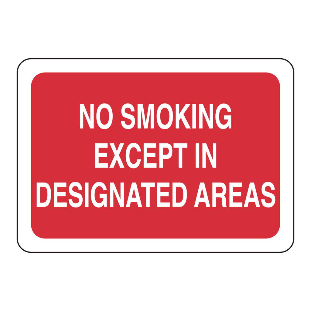 Brady No Smoking Except In Designated Areas Sign