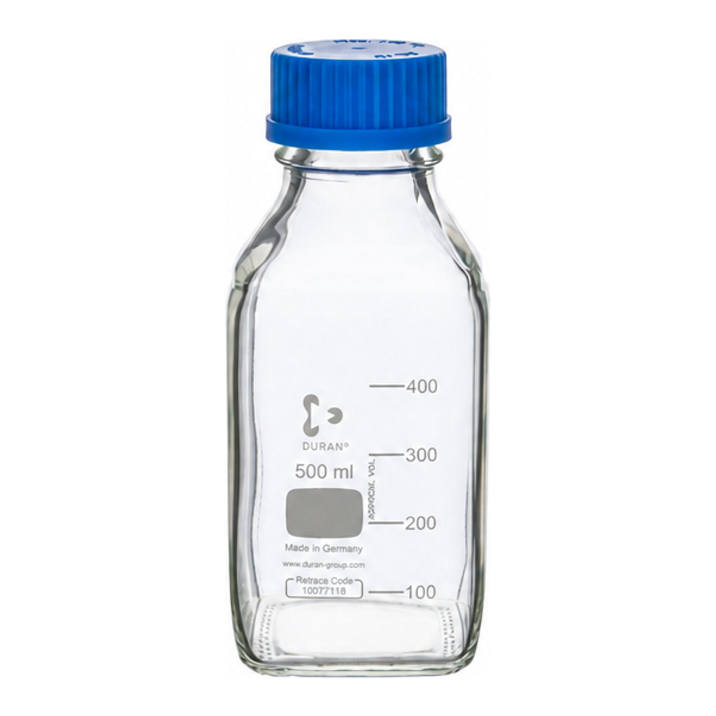 DURAN square bottle, GL45, 500 ml, clear