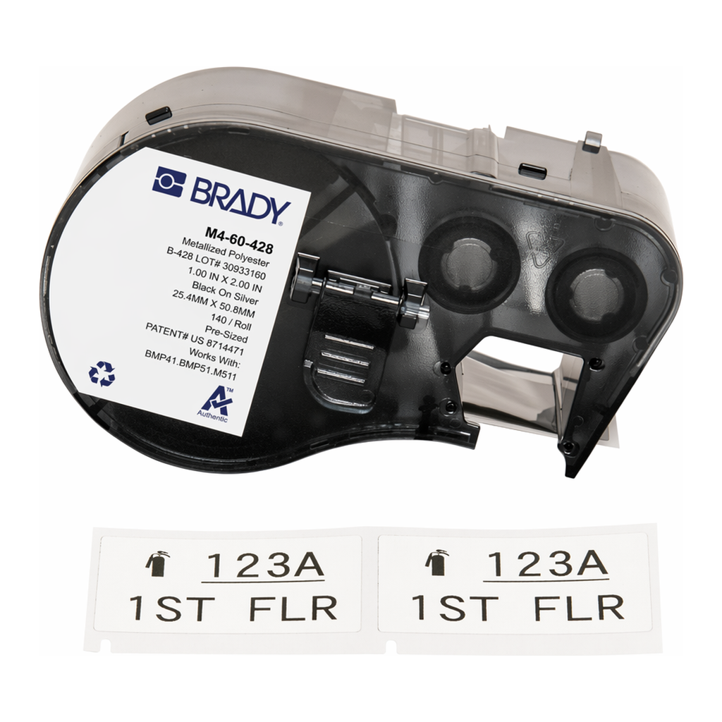 Brady Metalized Solvent Resistant Matte Gray Polyester Labels with Ribbon for M4 M5 Printers