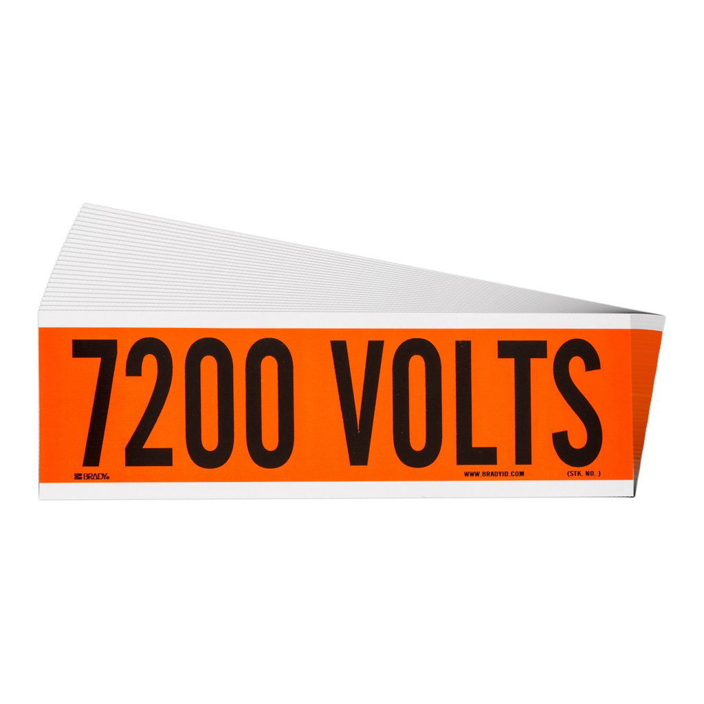 Brady 7200 Volts Conduit and Voltage Labels