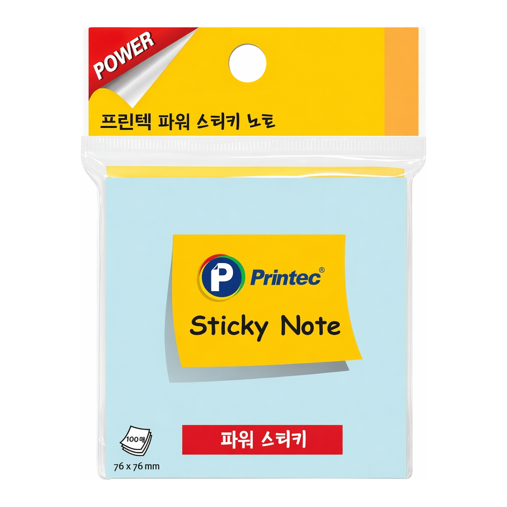 OFFICENEX 프린텍 S7676B 파워 스티키노트 파랑 76x76mm 100매