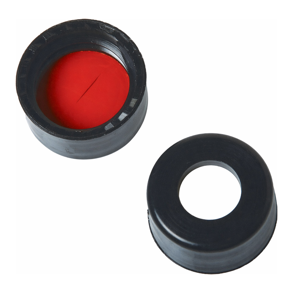 Restek Caps, Short Screw, 9mm, Black, PTFE/Silicone w/Slit 1000-pk