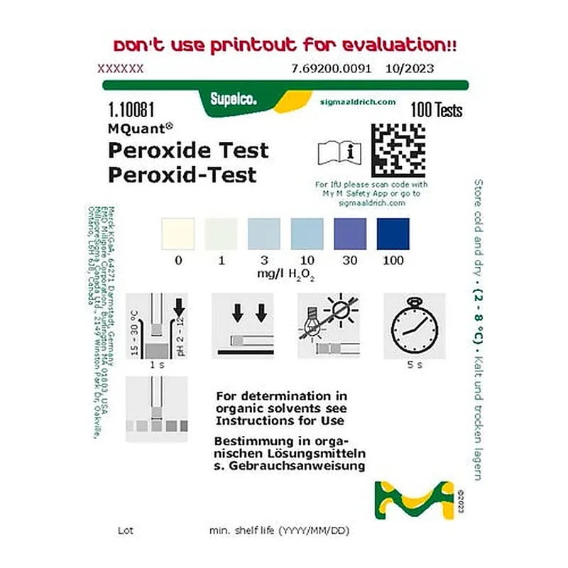 Merck PEROXIDE TEST 1 - 3 - 10 - 30 - 100 MG/L