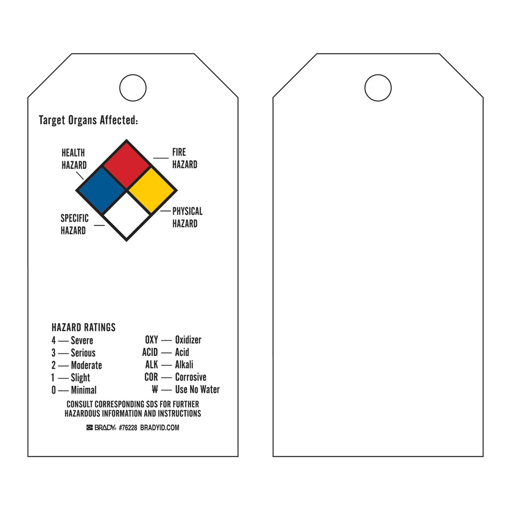 Brady TARGET ORGANS AFFECTED Tag