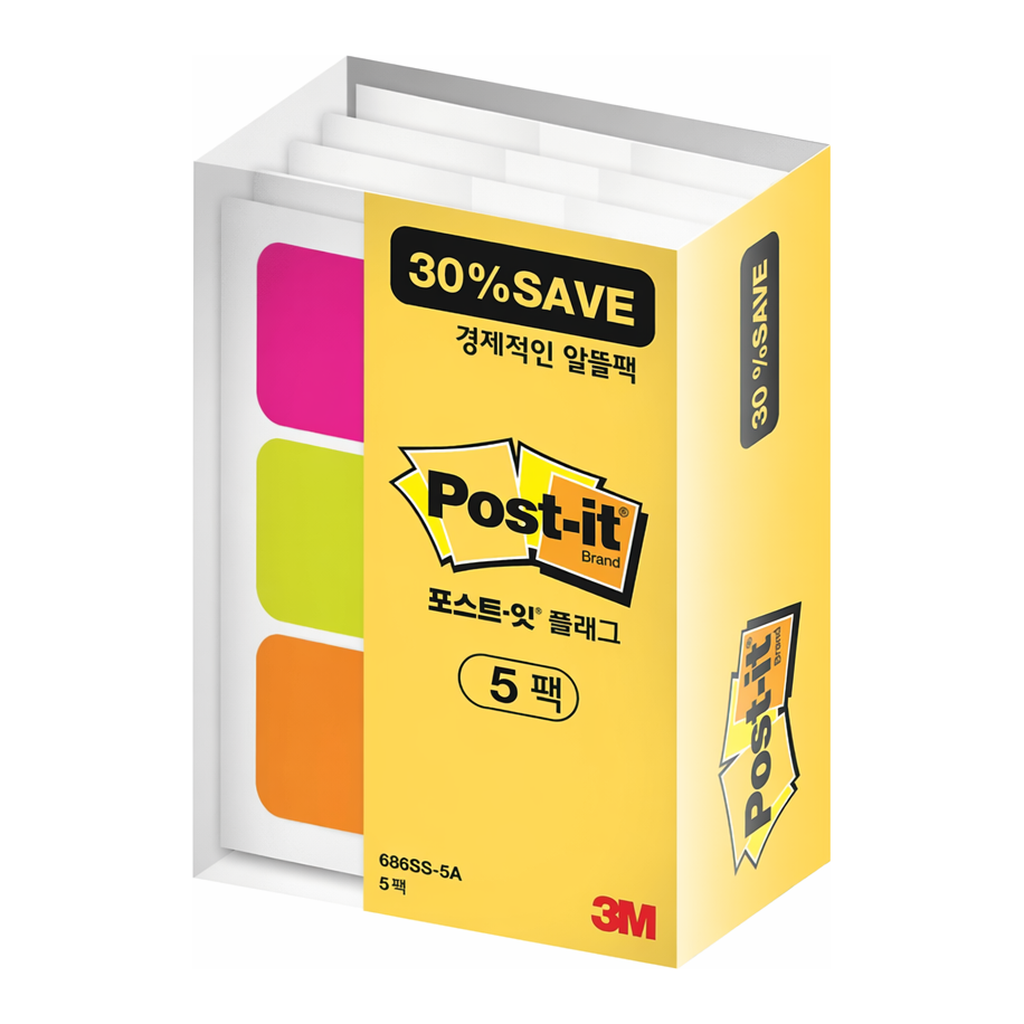 OFFICENEX 3M 포스트잇 플래그 파일&바인더용 알뜰팩 686SS-5A