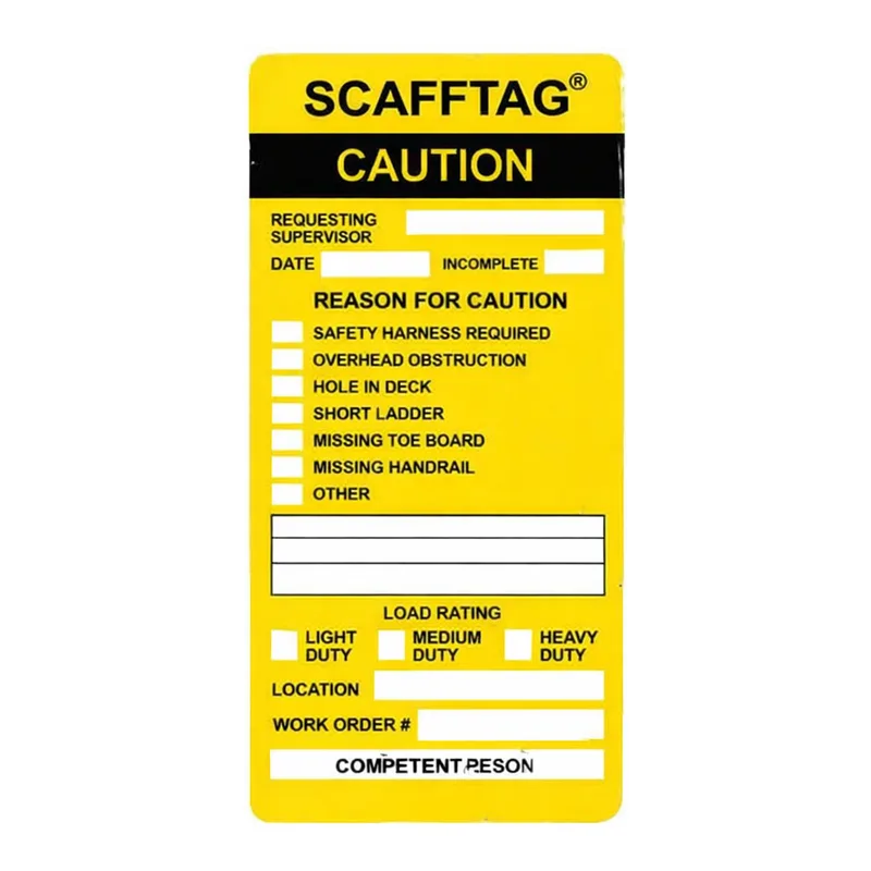 Brady SCAFFTAG Inserts: SCAFFTAG CAUTION: REQUESTING SUPERVISOR: DATE: INCOMPLETE: REASON FOR CAUTI…