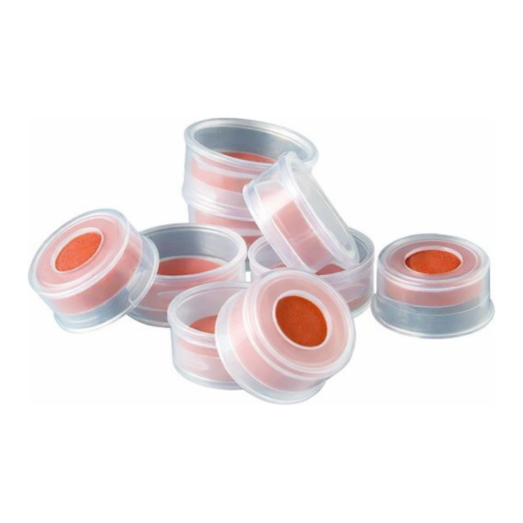Restek Snap Top Vial Cap, 11mm Clear Polypropylene PTFE/Butyl Rubber Septum, Pack of 100